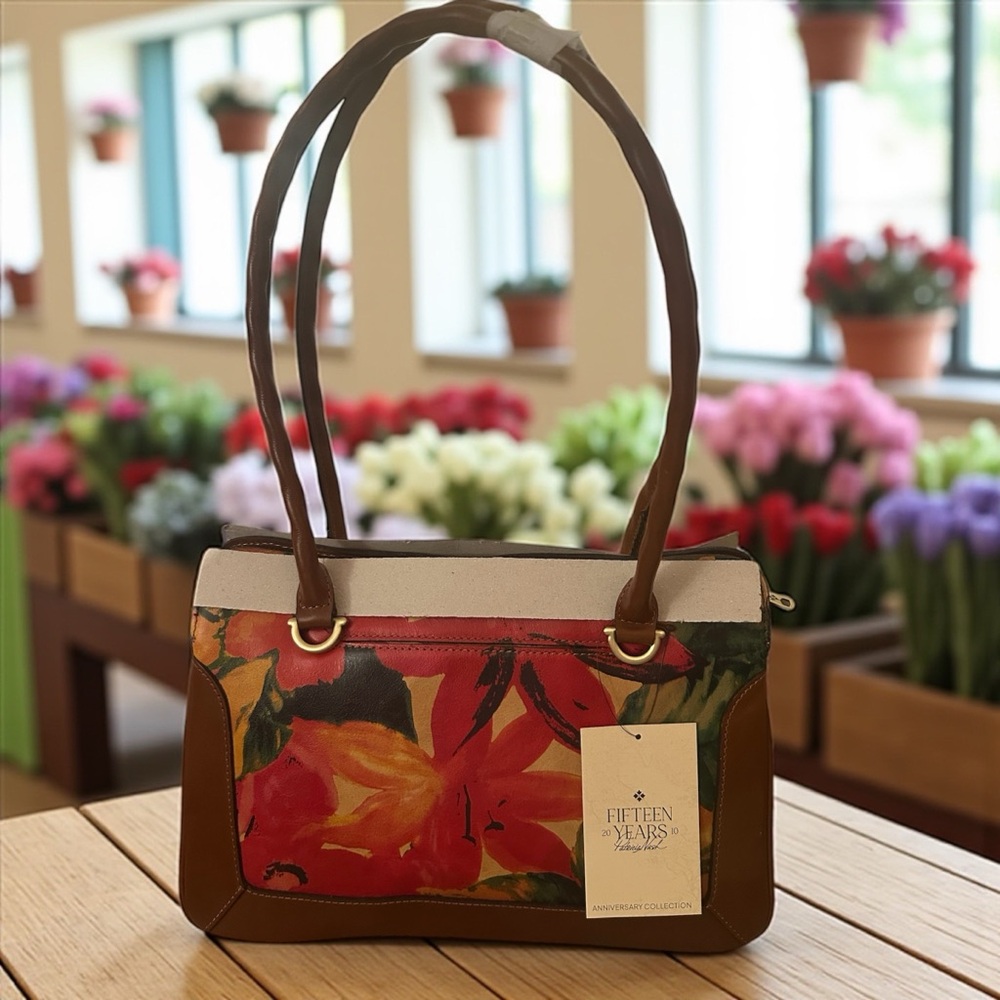 Patricia Nash Floral Satchel in Red and Brown